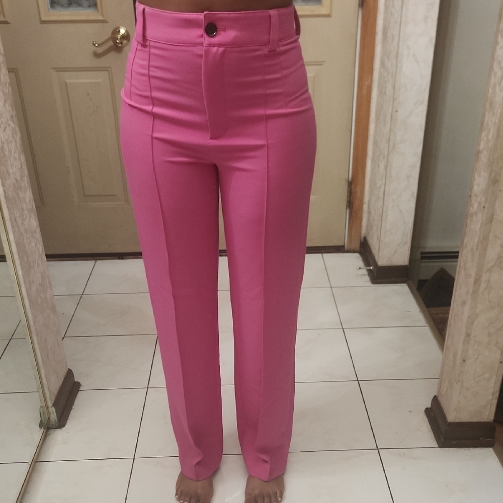 Zara Women's Straight Leg  Pink Dress Pants Sz S